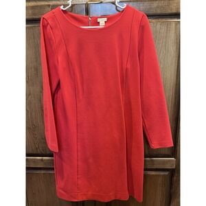 J.Crew Red Sheath Dress Size Small Long Sleeve Back Zip Ponte Knit FA16